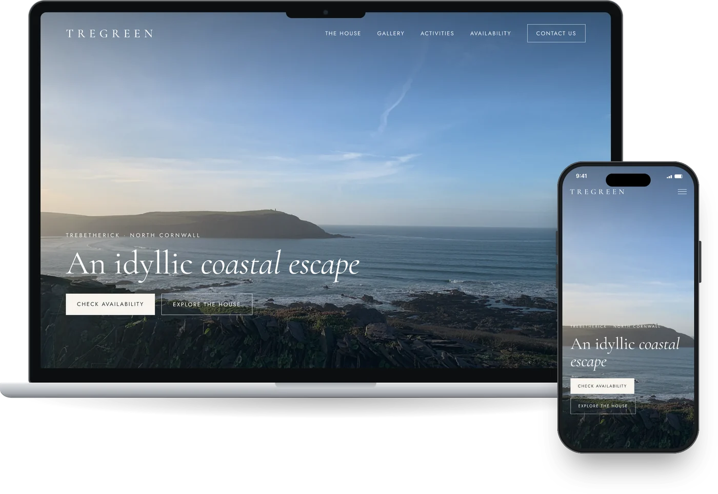 The Tregreen website on a laptop and a phone
